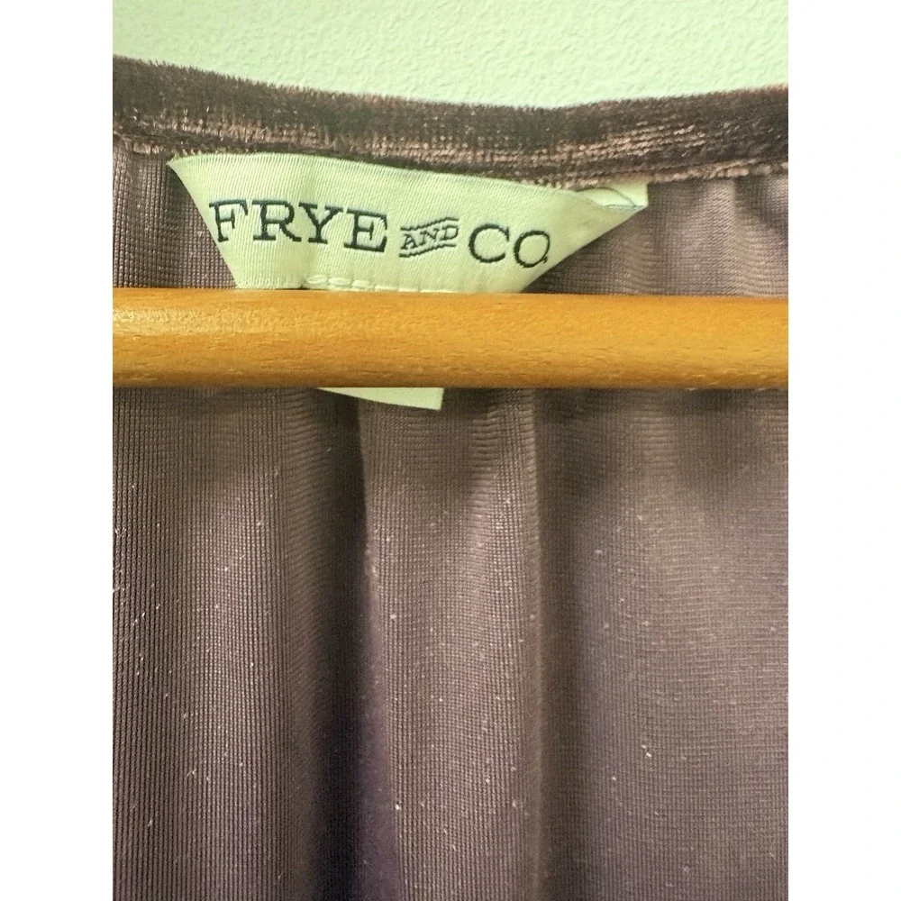 Frye and Co Burgundy Crushed Velvet Floral Maxi Dress Long Sleeve Smock Sz L